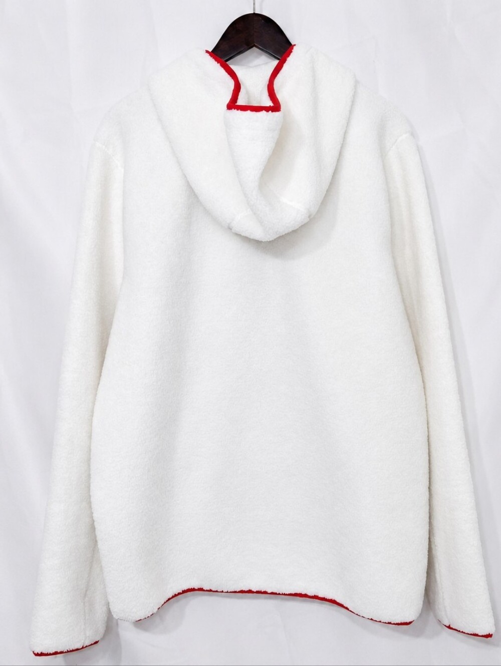Brooks Brothers Teddy Sherpa Fleece Hoodie XL White Red Trim Pullover Jacket NEW - Picture 3 of 15